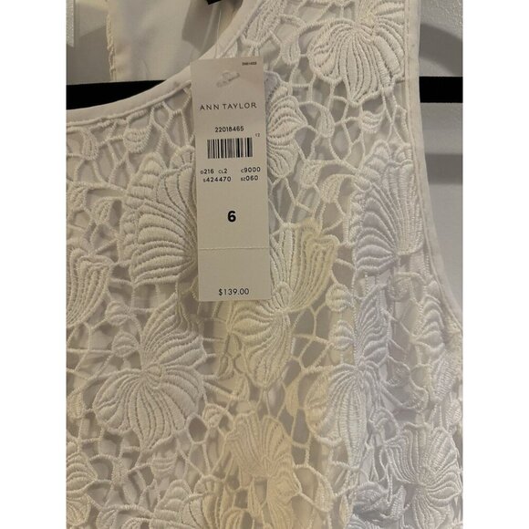 Ann Taylor White Floral Overlay Sheath Dress Size 6. NWT - Picture 2 of 3